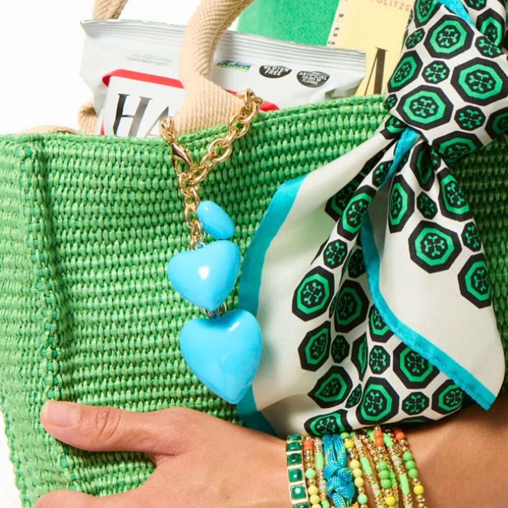 Roxanne Assoulin Green and Blue Heart Charm Bracelet